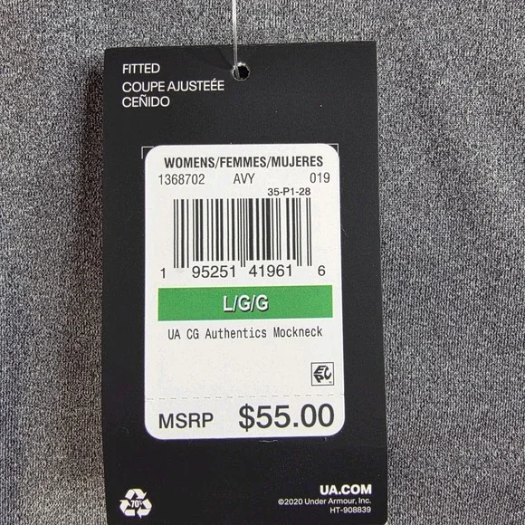 NWT Under Armour ColdGear Fitted Mock Base Layer Women's Large Charcoal Shirt - Picture 14 of 15